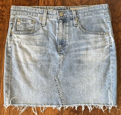 Falda lápiz de mezclilla AG Adriano Goldschmied talla 29R The Erin - lavado ligero, dobladillo crudo - UE Foto 1 de 4