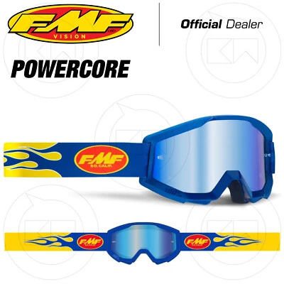 Mascarilla Fmf Powercore Flame Navy Gafas Moto Cross Enduro Lente Azul - Imagen 1 de 2