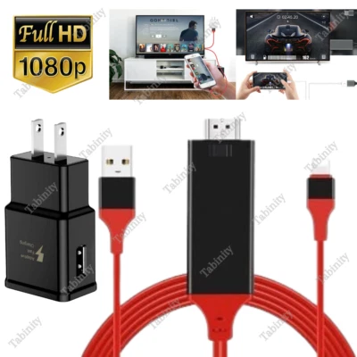 For iPhone 14 13 12 8 7 6 1080P HDMI Mirroring Cable Phone to TV HDTV AV Adapter - Image 1 of 4
