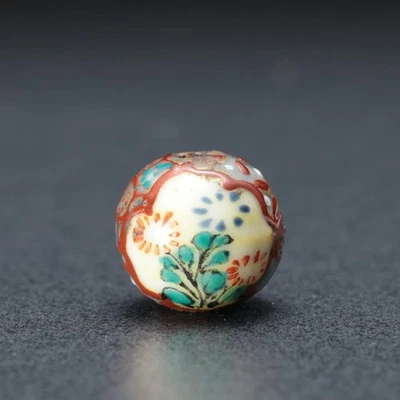 Netsuke Ojime Ball Bead Siglo XIX Antiguo Japonés Edo Cerámica Flor 0.5 pulgadas Foto 1 de 4