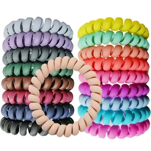 Spiral Hair Ties Colorful Coil Hair TiesPhone Cord Hair Ties Elastics Accesso... - Picture 1 of 6