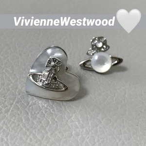 Vivienne Westwood Herz Kugel Ohrringe Perle Silber Weiß Schmuck mit Kordelzug - Bild 1 von 24