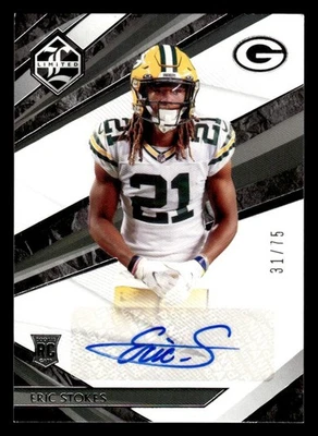 2021 PANINI LIMITED ERIC STOKES 187 SILVER SPOTLIGHT RC AUTOGRAPH 31/75 PACKERS - Image 1 of 2