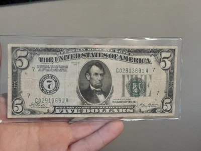 1928 $5 Chicago Federal Reserve Note Redeemable Gold (Numerical) - Image 1 of 4