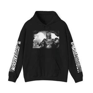 Retro Horror Creature Sweatshirt, Unisex Hoodie, Halloween, Black Lagoon - Bild 1 von 49