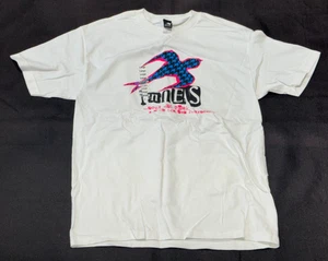 NOS Vintage INNES Skateboard T-Shirt weiß "You're Not Punk" Vogel Grafik LARGE - Bild 1 von 7