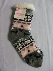 Damen-Pullover-Socken Weihnachten/Winter Größe 4-11 grau/pink/weiß/schwarz neu mit Etikett - Bild 1 von 2
