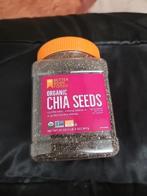 BETTER BODY FOODS BetterBody Foods Organic Chia Seeds 20oz Omega-3 Non-GMO Gluten Free Superfood