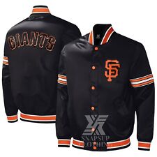 San Francisco Giants MLB Black Satin Letterman Baseball Bomber Varsity Jacket