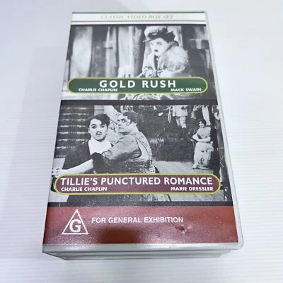 Charlie Chaplin Gold Rush/Tillie's Punctured Romance 2 x VHS Box Set - Image 1 of 4