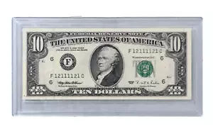1995 F-Atlanta $10 Dollar Super Outstanding Radar Bill S/N # F 12 1111 21 C - Picture 1 of 4