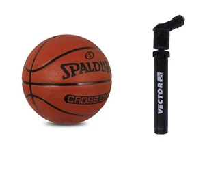 Spalding Cross Over Basketball For Men Adult Game Ball Size 7 With Air Pump - Picture 1 of 4