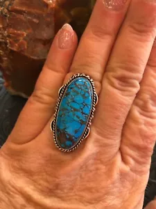 Blue Turquoise Cherry Chocolate Southwestern Style Ring 7 Artisan Handmade - Picture 1 of 2