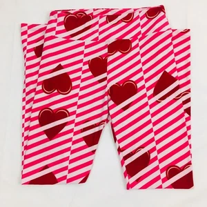 Leggings Lularoe OS Corazones Rayas Corazones Rojos Sobre Rosa Blanco Rayas San Valentín - Imagen 1 de 4