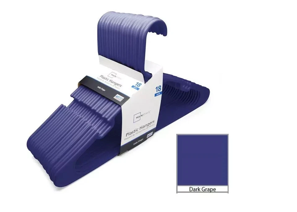 Perchas de ropa Mainstays, paquete de 18, púrpura, plástico duradero ENVÍO GRATUITO. Foto 1 de 1