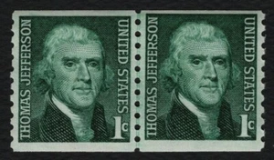 #1299 1c Thomas Jefferson, Coil Line Pair [2] Mint **ANY 5=FREE SHIPPING** - Picture 1 of 1