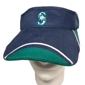 Vintage 90s Seattle Mariners MLB Embroidered Baseball Visor Hat Blue Retro - Picture 1 of 15
