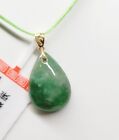 Certificated Green Jade Pendant water drop Jadeite with 18K Solid Gold hook玉水滴翡翠