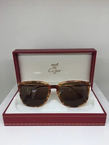 New Vintage Cartier Reflet Sunglasses C. Tiger Red with Gold Plated 56mm France - Picture 1 of 12
