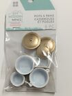MODERN MINI DOLLHOUSE MINIATURE GOLD POTS AND PANS 8 PC FREE SHIPPING