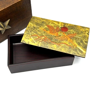Grúa japonesa de colección laca solar madera baratija caja tapa puesta de sol grúas voladoras - Imagen 1 de 9