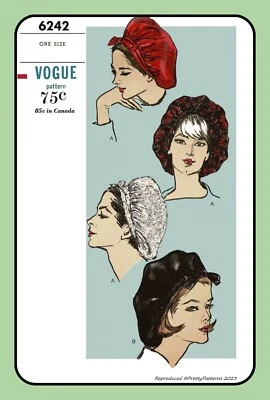 SNOOD Pattern Beret Softly Gathered Hat BONNET Vogue 6242 VTG 1964 Craft Sewing - Image 1 of 4