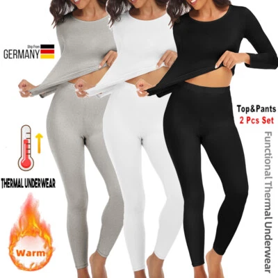 Damen Thermo Unterwäsche Set Hemd+Hose warme Thermowäsche Thermounterwäsche Tops - Bild 1 von 4