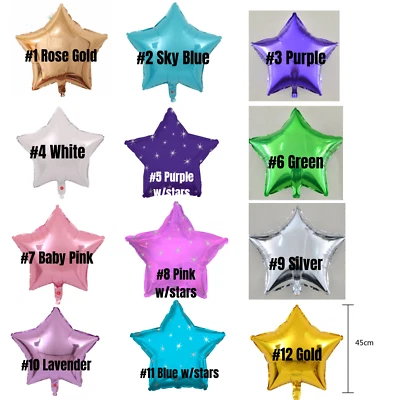 18" Star Shaped Foil Mylar Solid Colors Party Balloon Event Decorations - Image 1 of 2