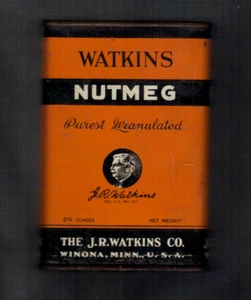 Antique 1890's J.R. WATKINS NUTMEG 3.25 oz. TIN Winona, Minn. ONLY! - Picture 1 of 6