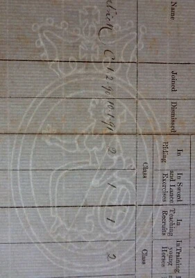 VICTORIAN ROYAL ARTILLERY CAVALRY QUALIFICATION CERTIFICATE (1891) - Image 1 of 4