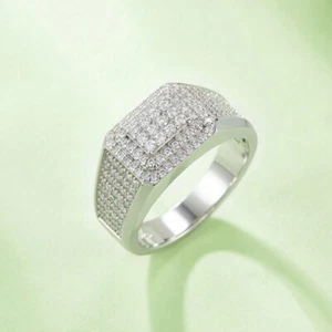 Anillo Hip Hop 0.84ct Color D VVS Moissanita Hombres Plata Esterlina 925 Probador de Pase - Imagen 1 de 6