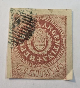 Argentinien (Escuditos) Scott #7H GJ #15 - A3 5c Rose - gebraucht - sehr schön - signiert Kneitsche - Bild 1 von 2