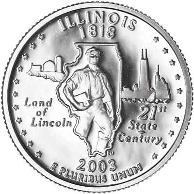 2003-S 25C Illinois DCAM Clad Proof States Quarter from US Proof Set - Image 1 of 2