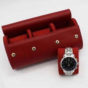 3 ranuras para reloj con rollo estuche de viaje cuero PU color rojo - Imagen 1 de 6