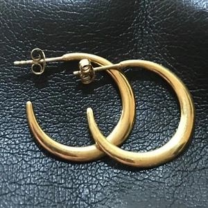 Gold Plated 1 Inch, Sterling Silver .925 Hoop Earrings NEW - Picture 1 of 5