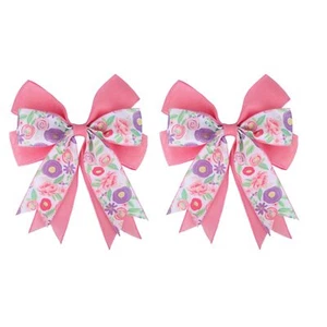 2 Pcs Large Pink Flower Burlap Bow 12 x 10 Inch Decoration Bow for Baby Showe... - Picture 1 of 1