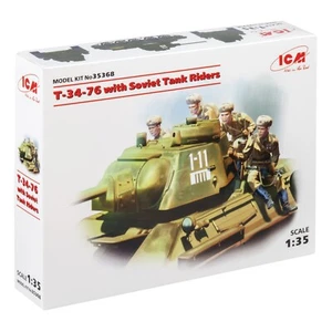 ICM 35368 Plastic model tank kit Scale 1:35 T-34-76 with Soviet tank riders - Picture 1 of 24