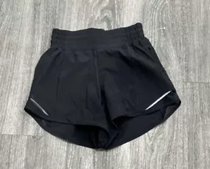 New Lululemon Size 0 Hotty Hot Shorts High Rise HR 4” Matte Sheen Lined Black - Picture 1 of 1