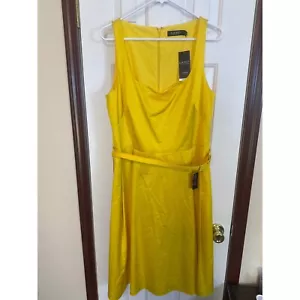Lauren Ralph Lauren Yellow Dress Sleeveless Belted MSRP $265 Size NWT - Picture 1 of 4