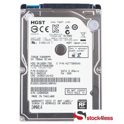 750GB Internal 5400 RPM 2.5" Hard Drive Multiple Major Brands - Tested Working! - Image 1 of 2