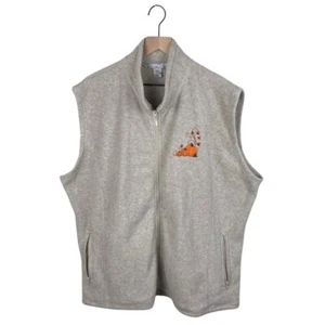 Vintage Tri-Mountain Fleece Vest Women's Size 3XL Beige Pumpkin Embroidered Fall - Picture 1 of 6
