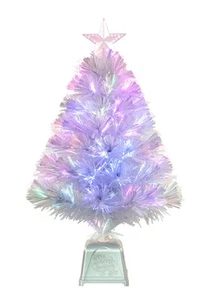 24inch White Fiber Optic Christmas Tree,Pre-Lit Artificial Mini Christmas Tre... - Picture 1 of 6
