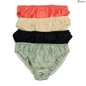 Womens Knickers Packs 4Pair Silk Briefs With Cotton Crotch seta mutandine de... - Picture 1 of 4