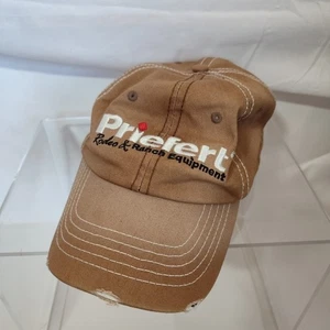 Cappello berretto Priefer marrone regolabile fattoria ranch rodeo cowboy indossato/distressed O/S - Foto 1 di 12