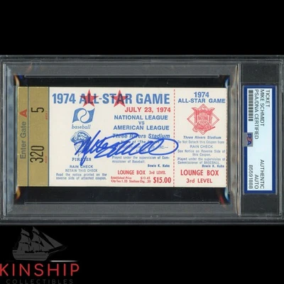 Mike Schmid signed 1974 MLB All Star Game Ticket PSA DNA Slab HOF Auto C5074 - Image 1 of 2