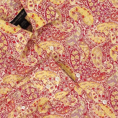 Banana Republic Shirt Mens Medium Red Paisley Floral Long Sleeve Button Front - Image 1 of 4