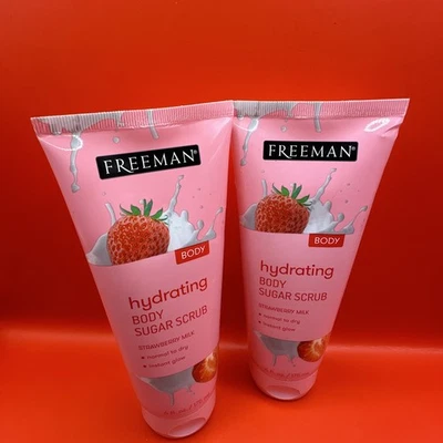 2 X Freeman Hydrating Body Sugar Scrub STRAWBERRY MILK 6 fl. oz. (Each) - Image 1 of 3