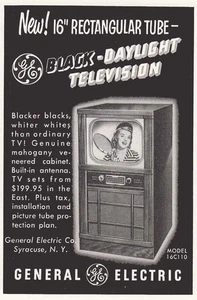 1950 General Electric: Rectangular Tube Black-Daylight TV Vintage Print Ad - Picture 1 of 1