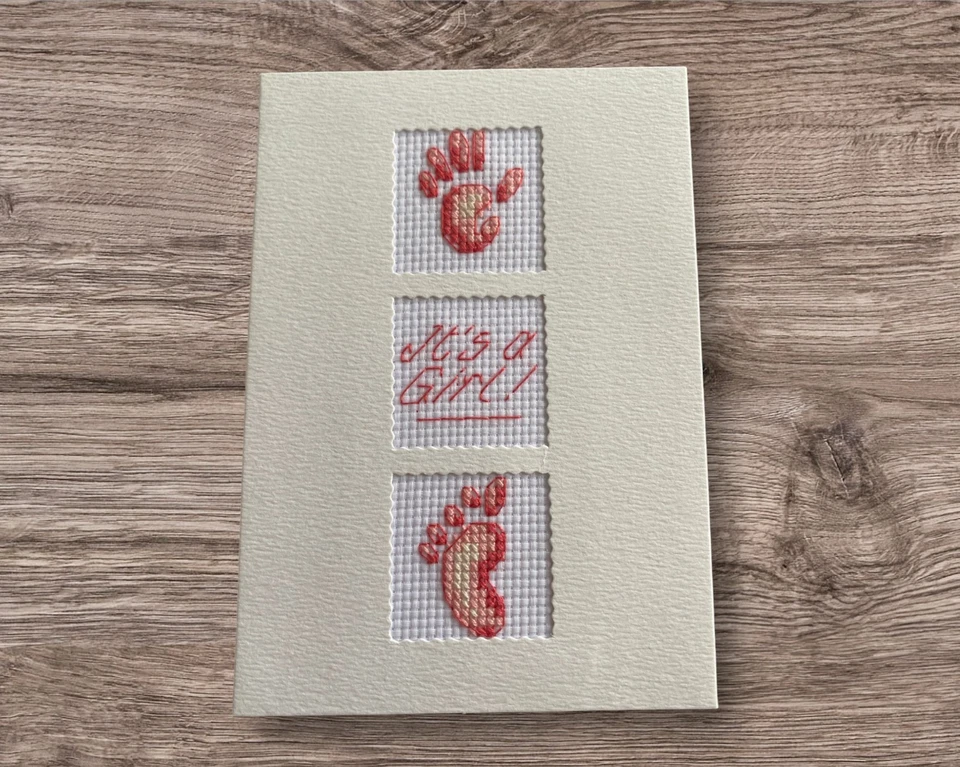 Handmade Card - IT's A GIRL stitched card - Image 1 of 1