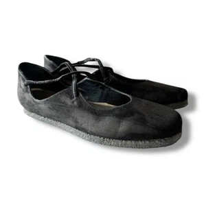 J. Jill Womens Black Suede Leather Flats Slip On Gum Sole Size 9 Lagenlook Comfy - Picture 1 of 12